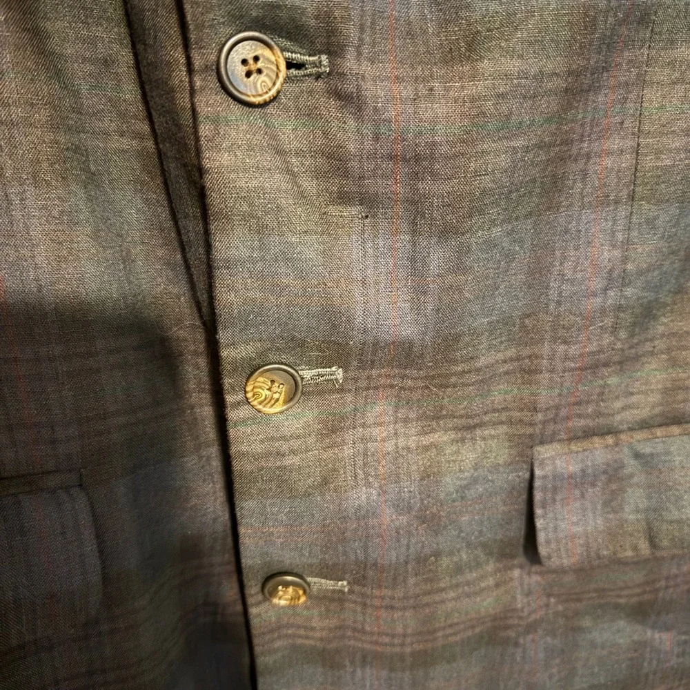 Vintage Banana Republic Linen blazer plaid‎ L classic heritage preppy office